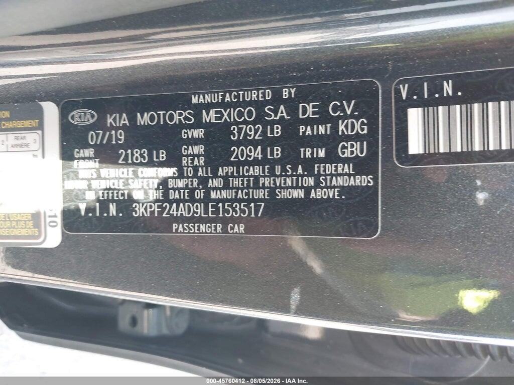 3KPF24AD9LE153517 2020 KIA FORTE photo no. 9