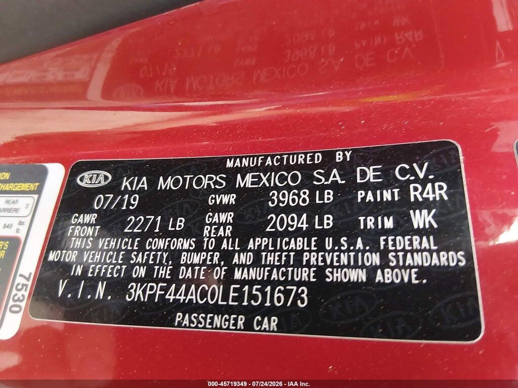 3KPF44AC0LE151673 2020 KIA FORTE photo no. 9