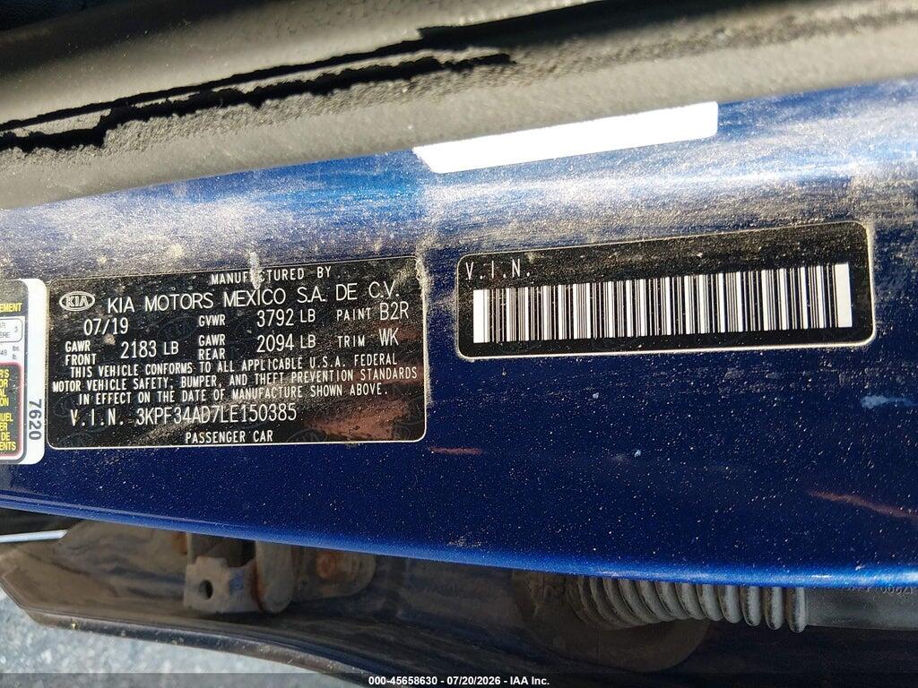 3KPF34AD7LE150385 2020 KIA FORTE photo no. 9