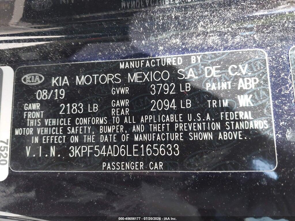 3KPF54AD6LE165633 2020 KIA FORTE photo no. 9