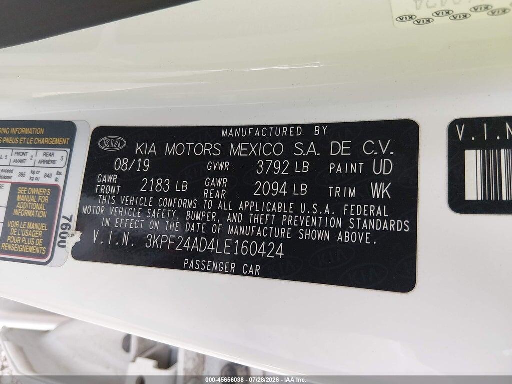 3KPF24AD4LE160424 2020 KIA FORTE photo no. 9
