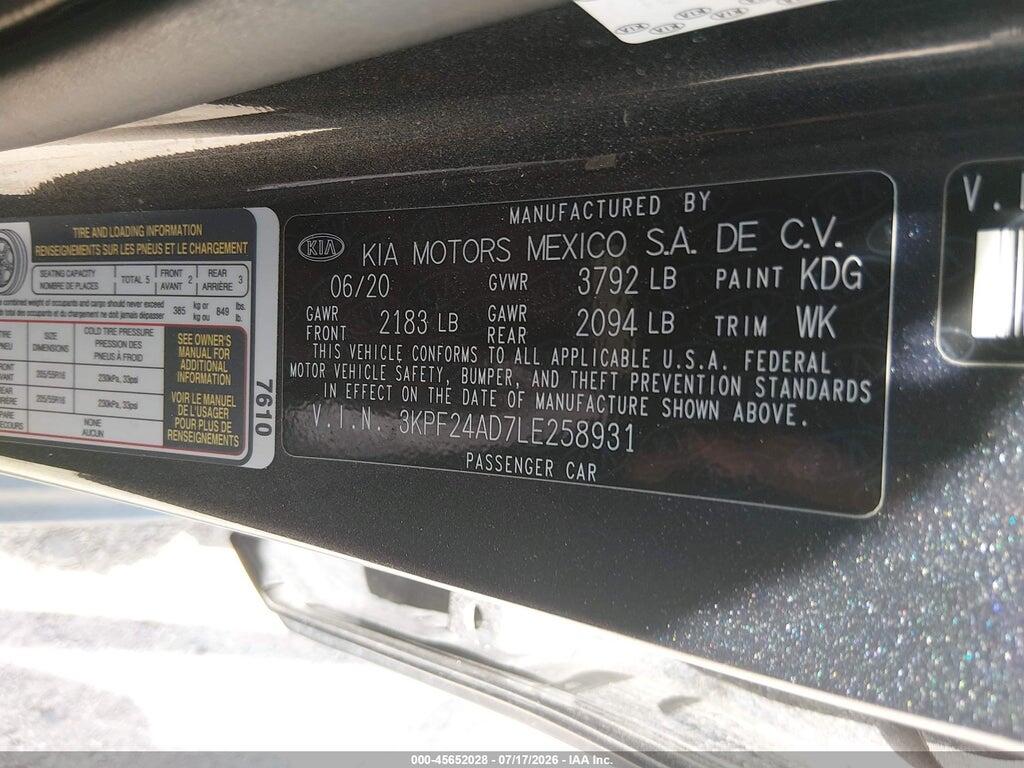 3KPF24AD7LE258931 2020 KIA FORTE photo no. 9