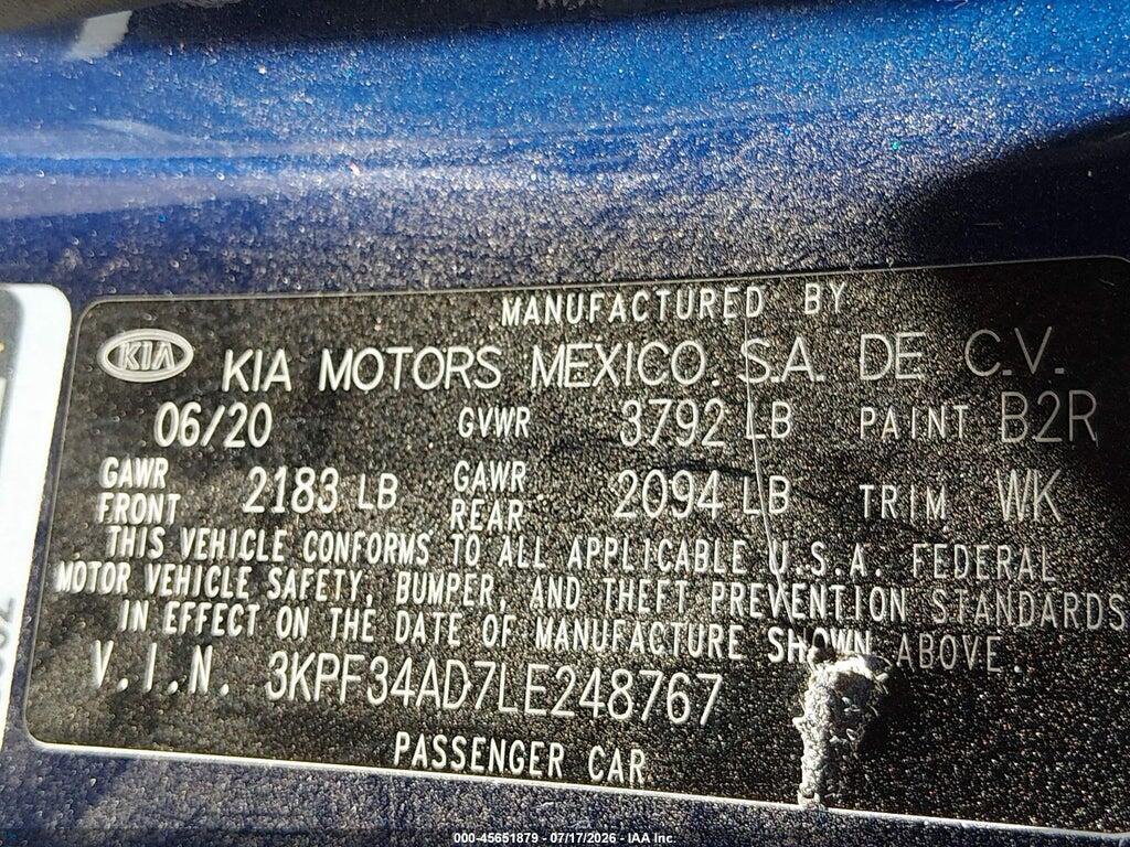 3KPF34AD7LE248767 2020 KIA FORTE photo no. 9