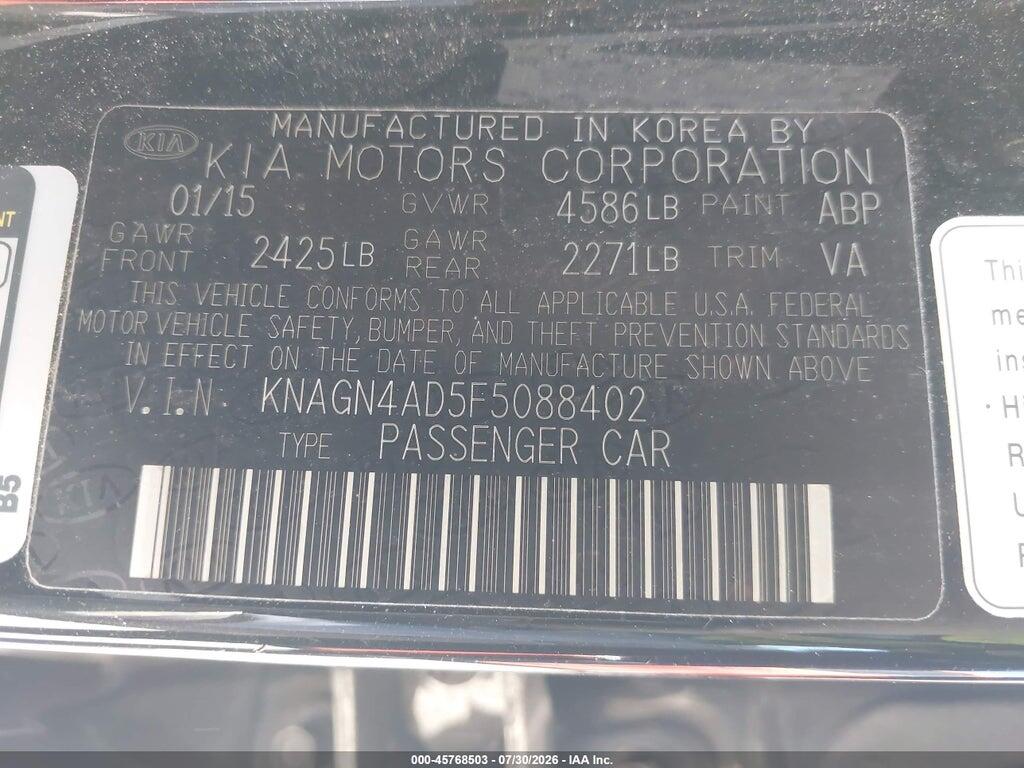 KNAGN4AD5F5088402 2015 KIA OPTIMA HYBRID photo no. 9
