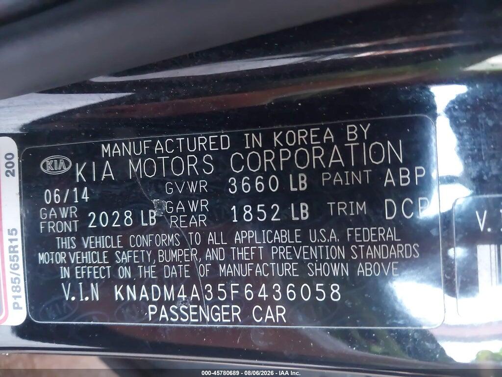 KNADM4A35F6436058 2015 KIA RIO photo no. 9