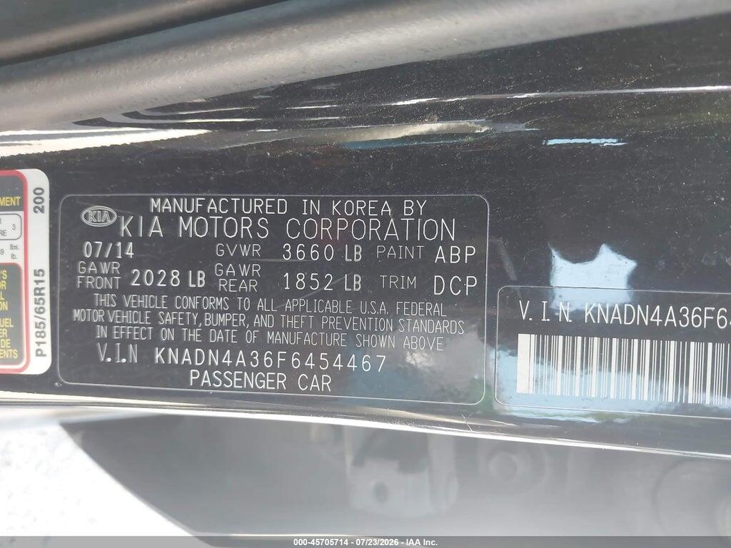 KNADN4A36F6454467 2015 KIA RIO photo no. 9