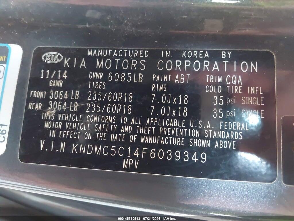 KNDMC5C14F6039349 2015 KIA SEDONA photo no. 9