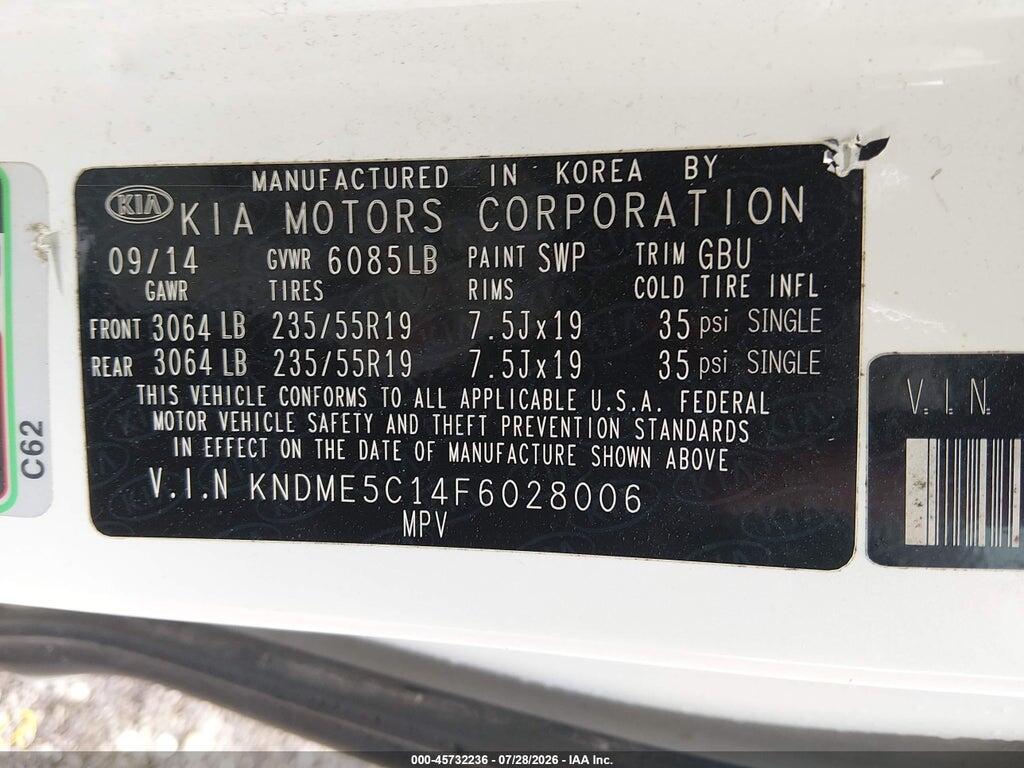 KNDME5C14F6028006 2015 KIA SEDONA photo no. 9
