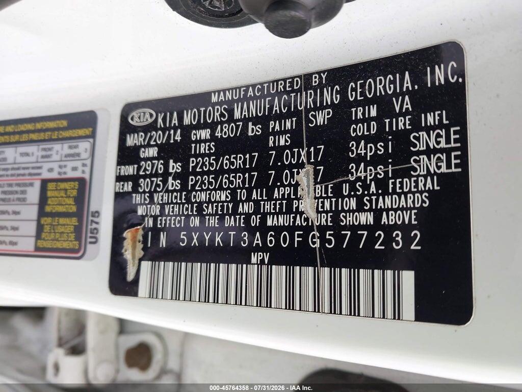 5XYKT3A60FG577232 2015 KIA SORENTO photo no. 9
