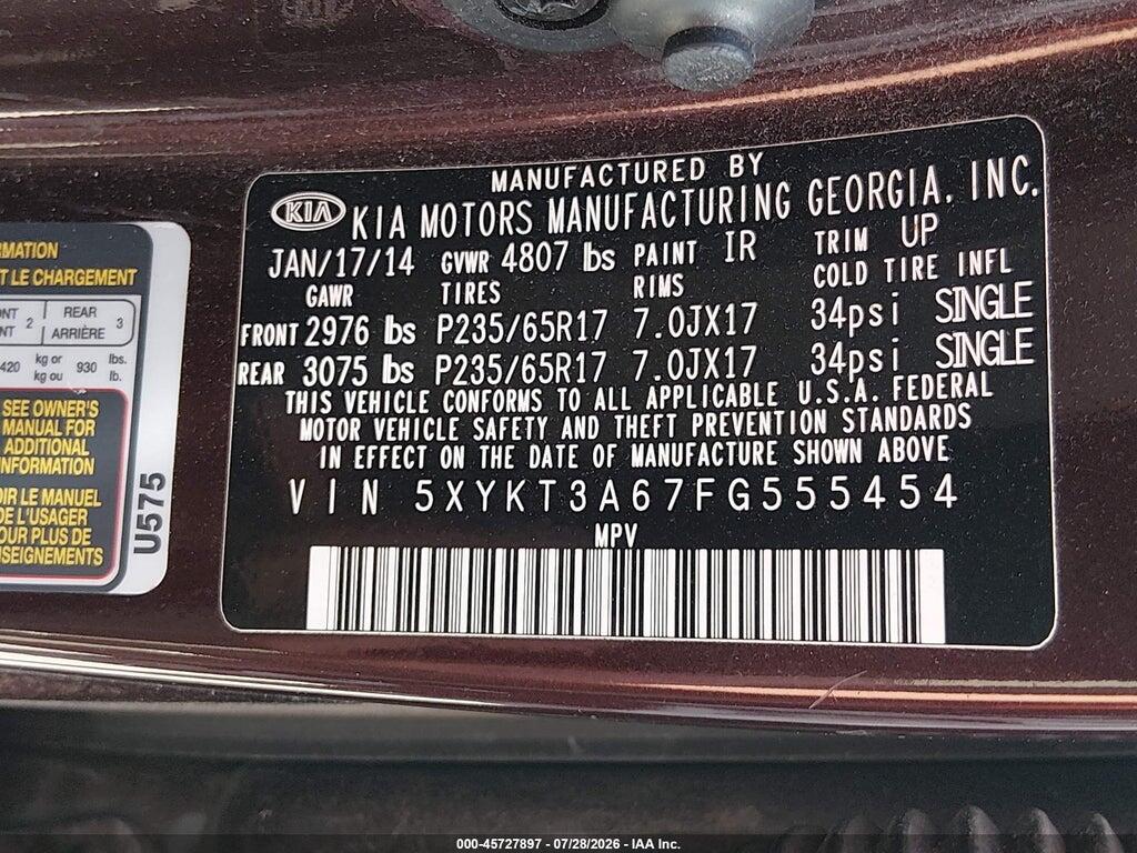 5XYKT3A67FG555454 2015 KIA SORENTO photo no. 9