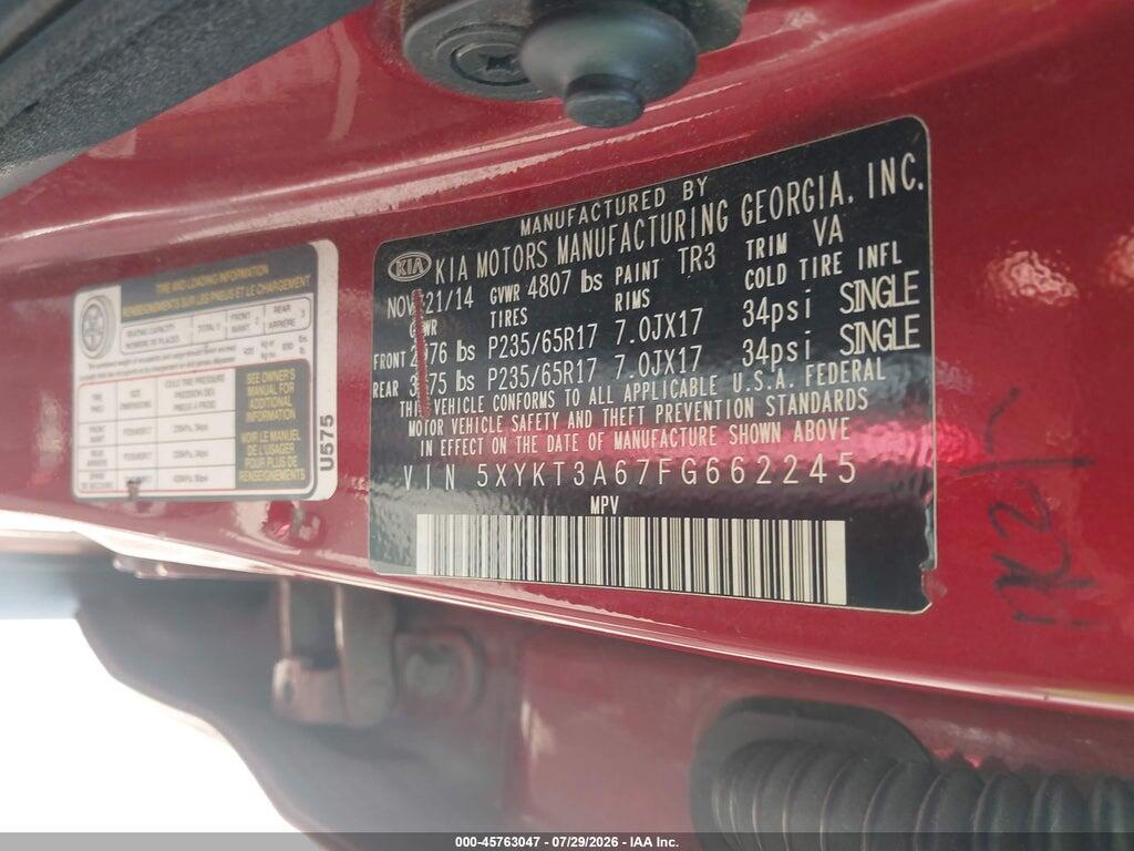 5XYKT3A67FG662245 2015 KIA SORENTO photo no. 9