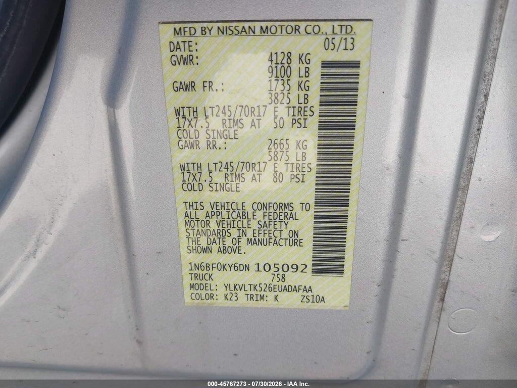 1N6BF0KY6DN105092 2013 NISSAN NV CARGO NV2500 HD photo no. 9