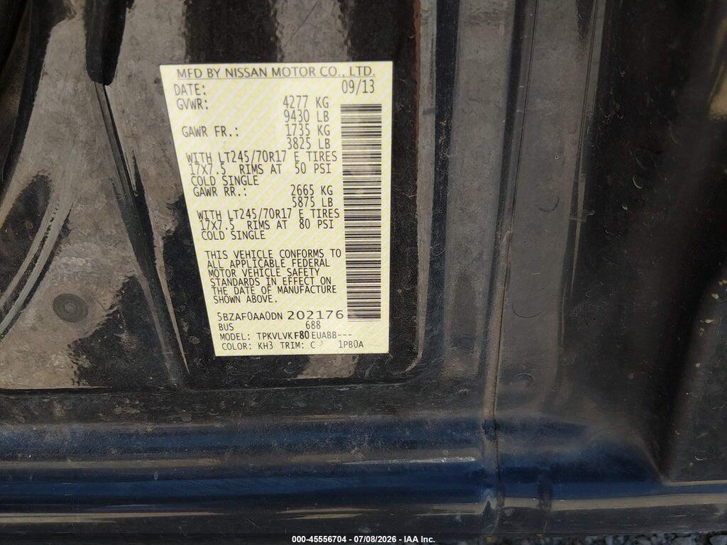 5BZAF0AA0DN202176 2013 NISSAN NV PASSENGER NV3500 HD photo no. 9