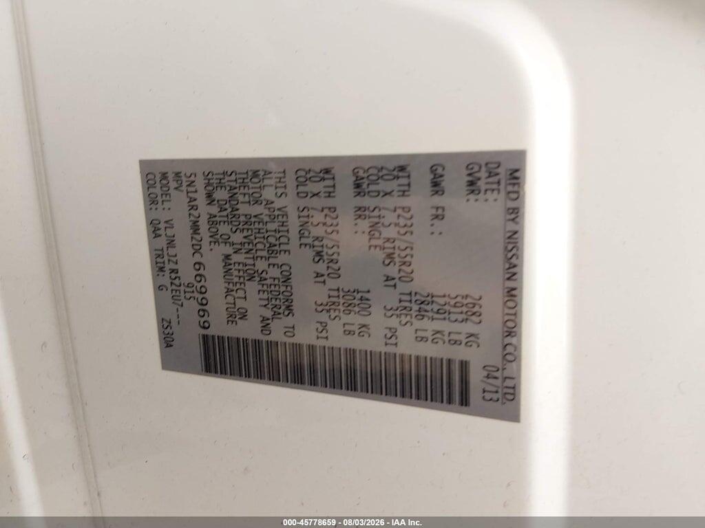 5N1AR2MM2DC669969 2013 NISSAN PATHFINDER photo no. 9
