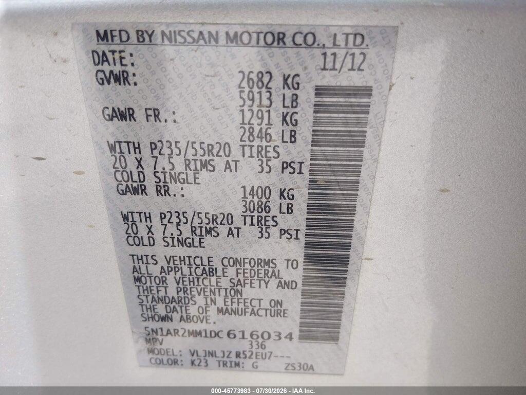 5N1AR2MM1DC616034 2013 NISSAN PATHFINDER photo no. 9