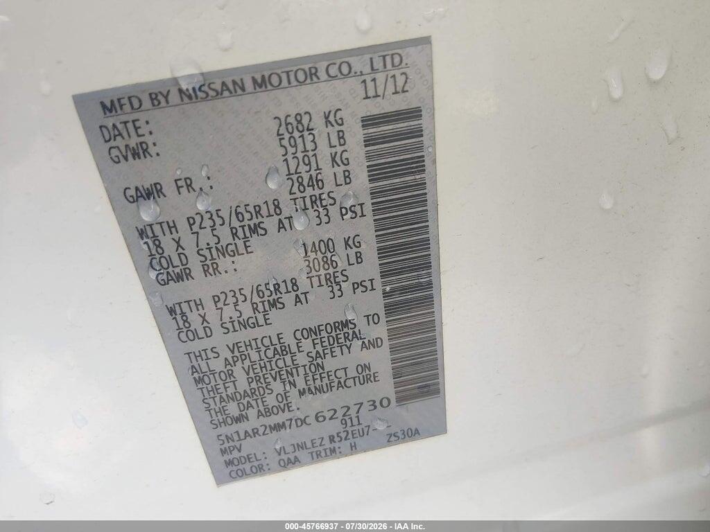 5N1AR2MM7DC622730 2013 NISSAN PATHFINDER photo no. 9