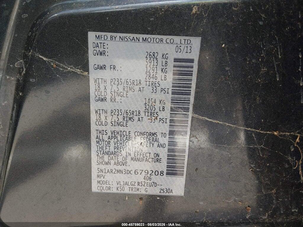 5N1AR2MN3DC679208 2013 NISSAN PATHFINDER photo no. 9