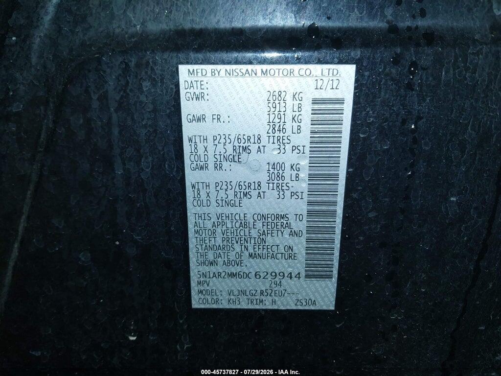 5N1AR2MM6DC629944 2013 NISSAN PATHFINDER photo no. 9