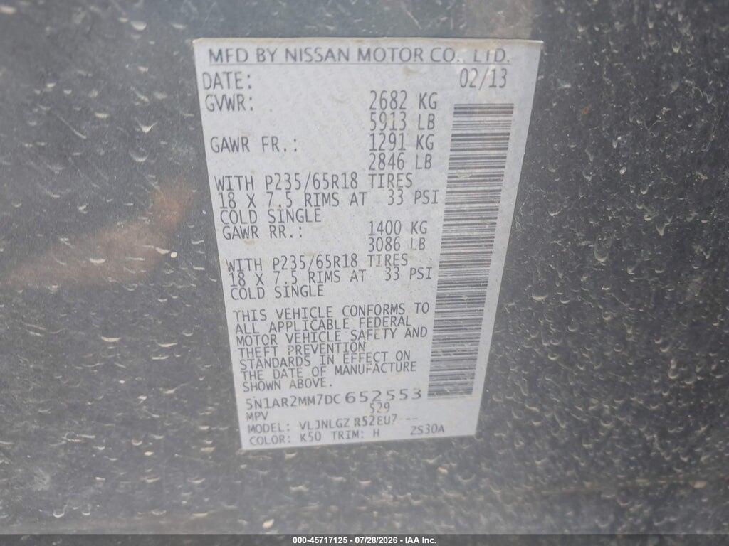 5N1AR2MM7DC652553 2013 NISSAN PATHFINDER photo no. 9