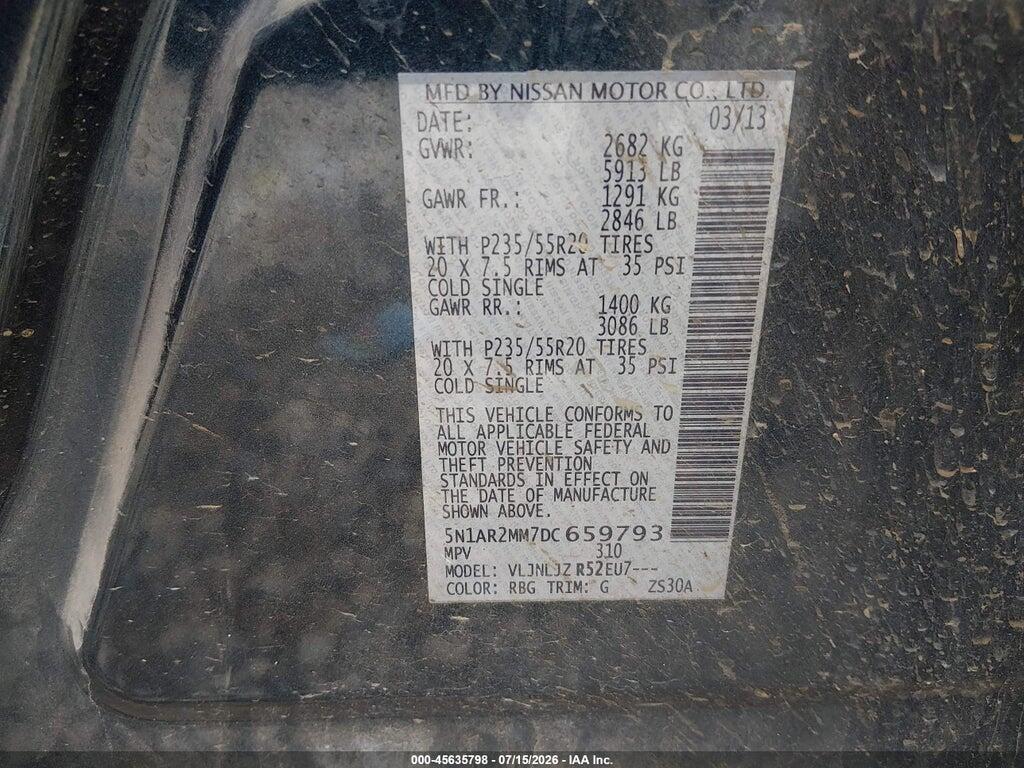 5N1AR2MM7DC659793 2013 NISSAN PATHFINDER photo no. 9