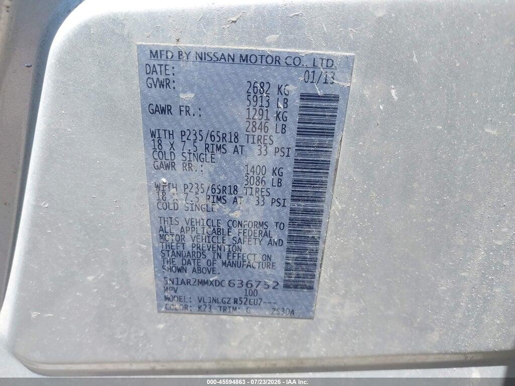 5N1AR2MMXDC636752 2013 NISSAN PATHFINDER photo no. 9