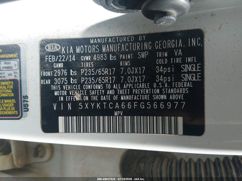 5XYKTCA66FG566977 2015 KIA SORENTO photo no. 9