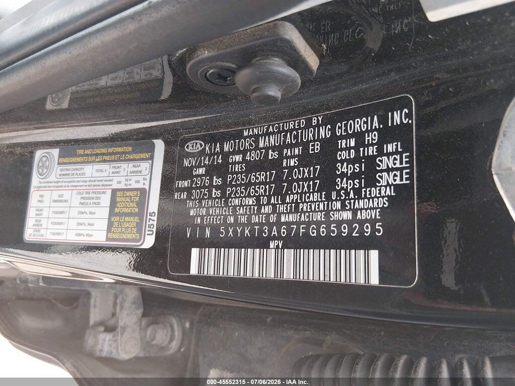 5XYKT3A67FG659295 2015 KIA SORENTO photo no. 9