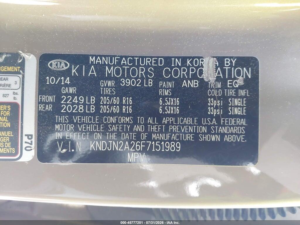 KNDJN2A26F7151989 2015 KIA SOUL photo no. 9