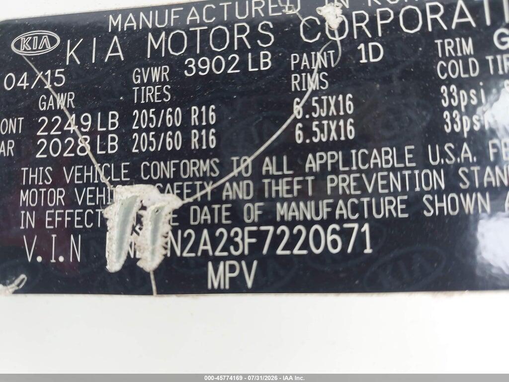 KNDJN2A23F7220671 2015 KIA SOUL photo no. 9