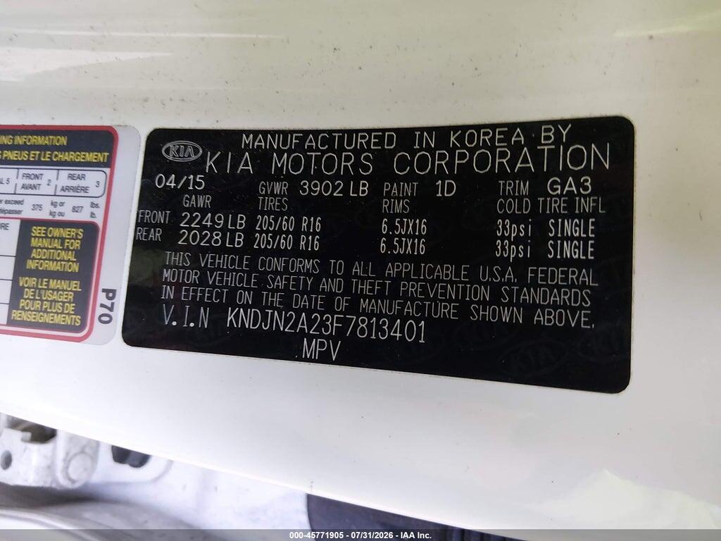 KNDJN2A23F7813401 2015 KIA SOUL photo no. 9