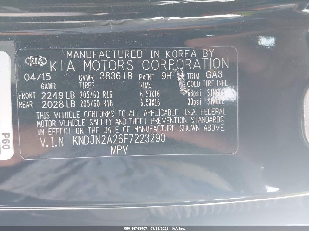 KNDJN2A26F7223290 2015 KIA SOUL photo no. 9