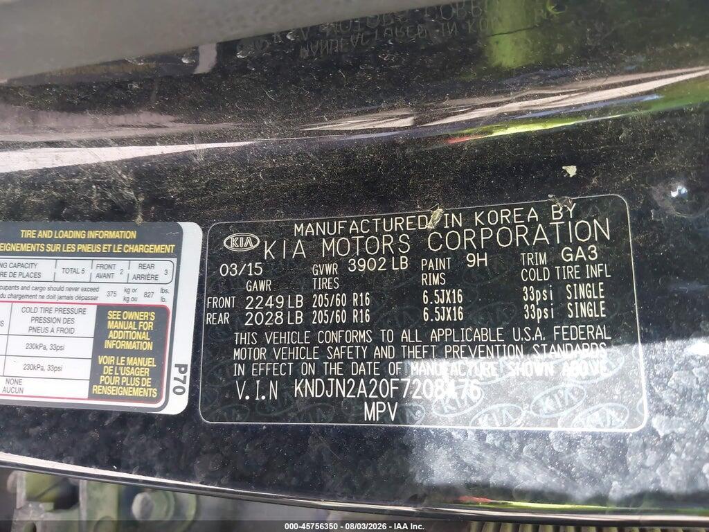 KNDJN2A20F7208476 2015 KIA SOUL photo no. 9