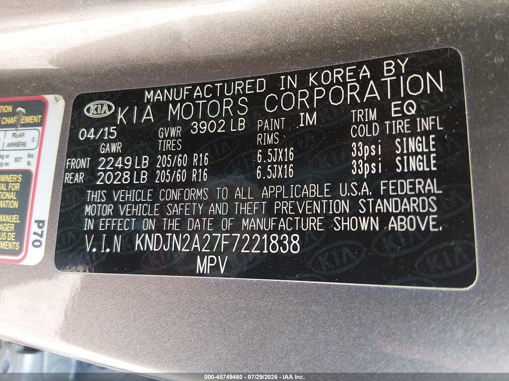 KNDJN2A27F7221838 2015 KIA SOUL photo no. 9