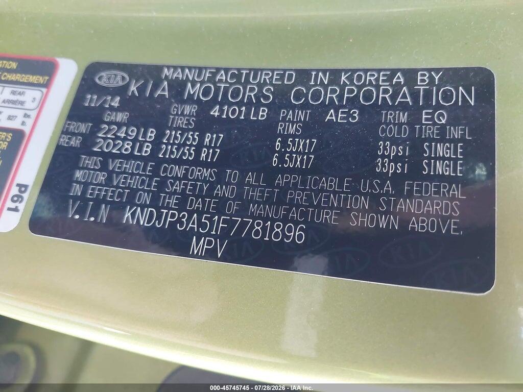 KNDJP3A51F7781896 2015 KIA SOUL photo no. 9