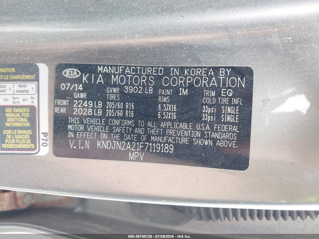 KNDJN2A21F7119189 2015 KIA SOUL photo no. 9