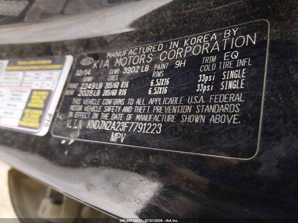 KNDJN2A23F7791223 2015 KIA SOUL photo no. 9