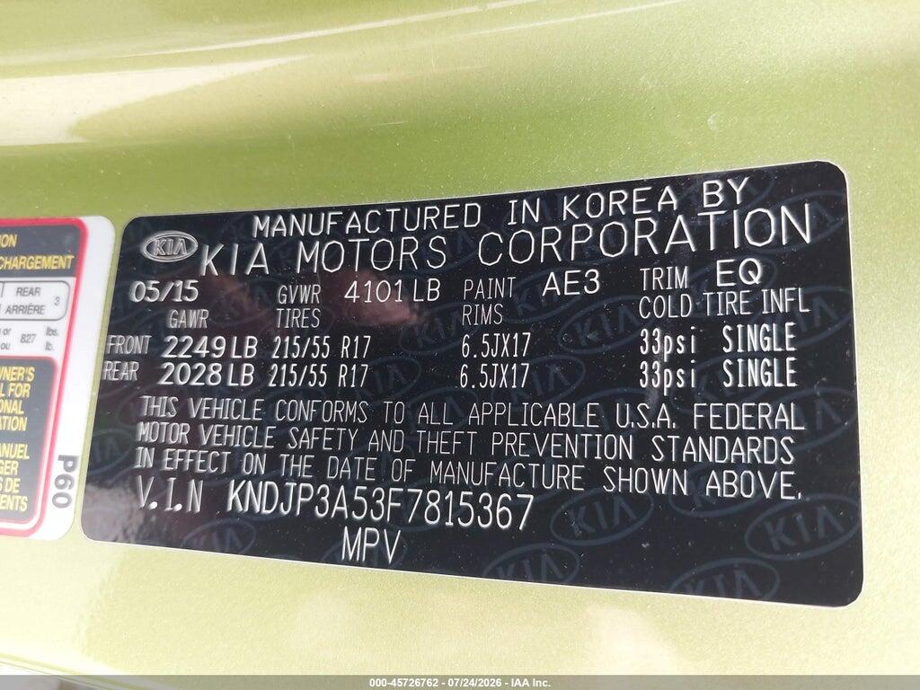 KNDJP3A53F7815367 2015 KIA SOUL photo no. 9