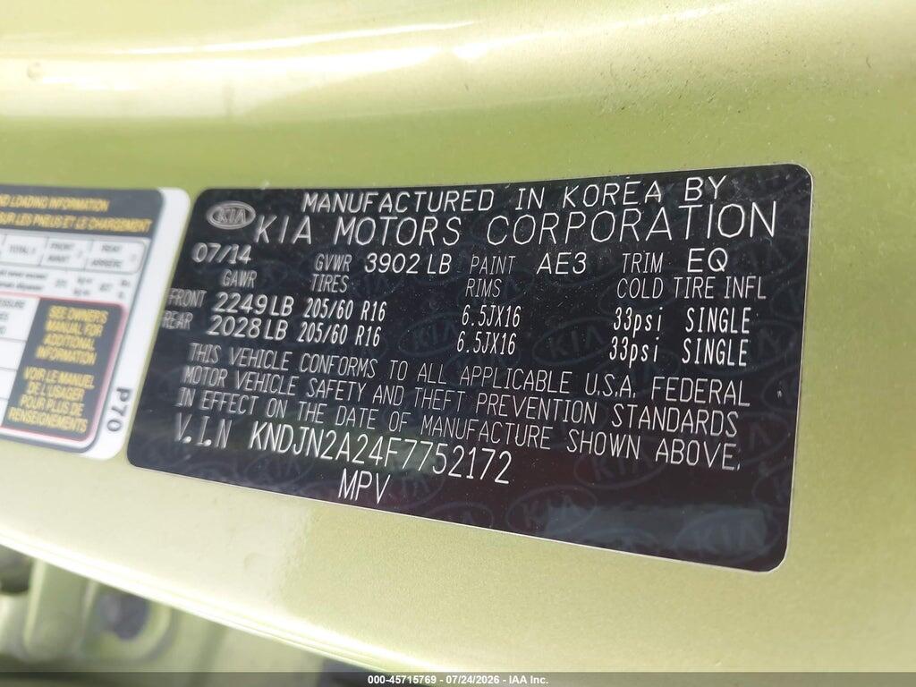 KNDJN2A24F7752172 2015 KIA SOUL photo no. 9