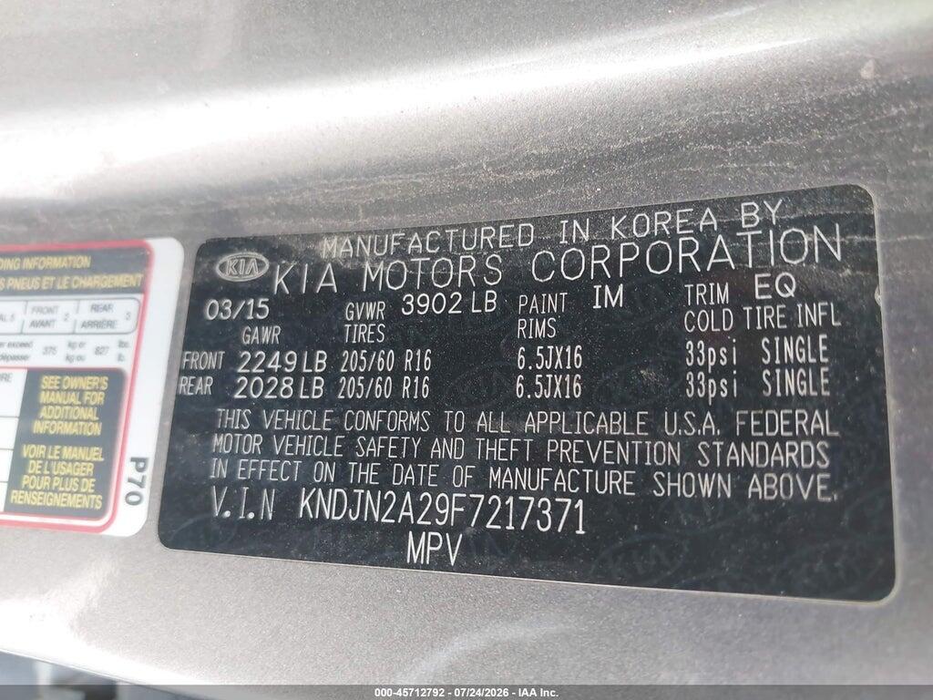 KNDJN2A29F7217371 2015 KIA SOUL photo no. 9