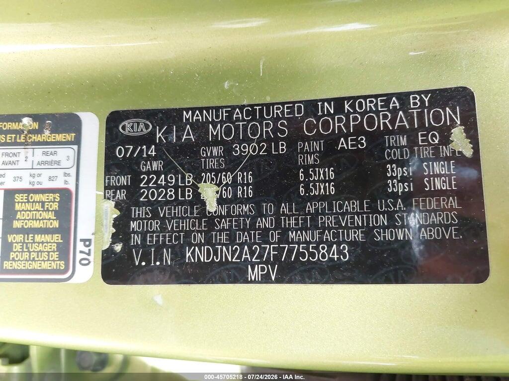KNDJN2A27F7755843 2015 KIA SOUL photo no. 9