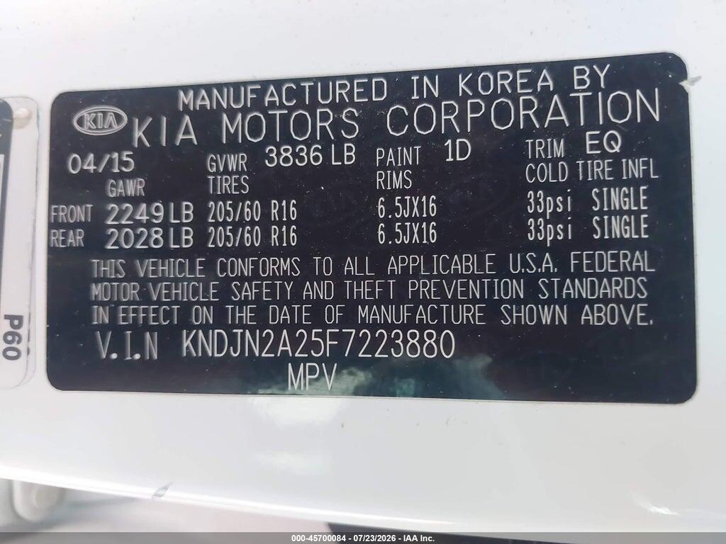 KNDJN2A25F7223880 2015 KIA SOUL photo no. 9