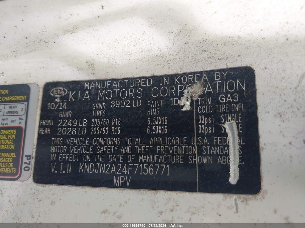 KNDJN2A24F7156771 2015 KIA SOUL photo no. 9