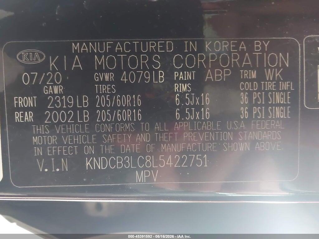 KNDCB3LC8L5422751 2020 KIA NIRO photo no. 9