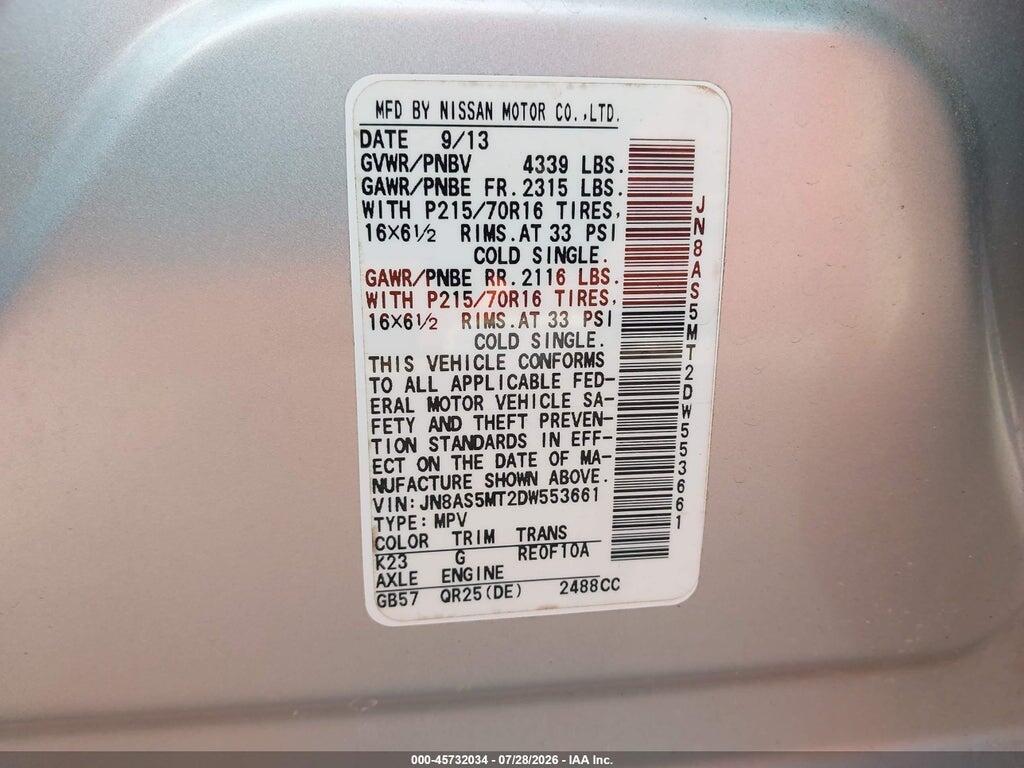 JN8AS5MT2DW553661 2013 NISSAN ROGUE photo no. 9