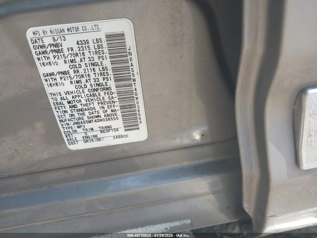JN8AS5MT4DW038550 2013 NISSAN ROGUE photo no. 9