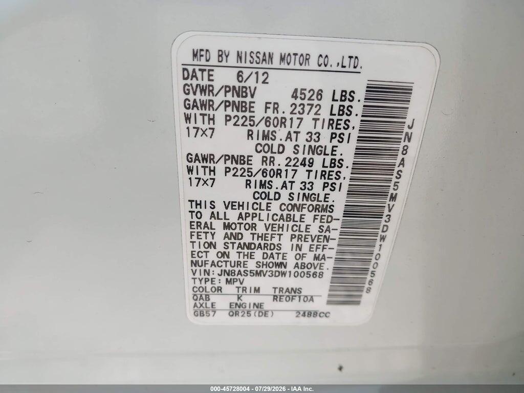 JN8AS5MV3DW100568 2013 NISSAN ROGUE photo no. 9