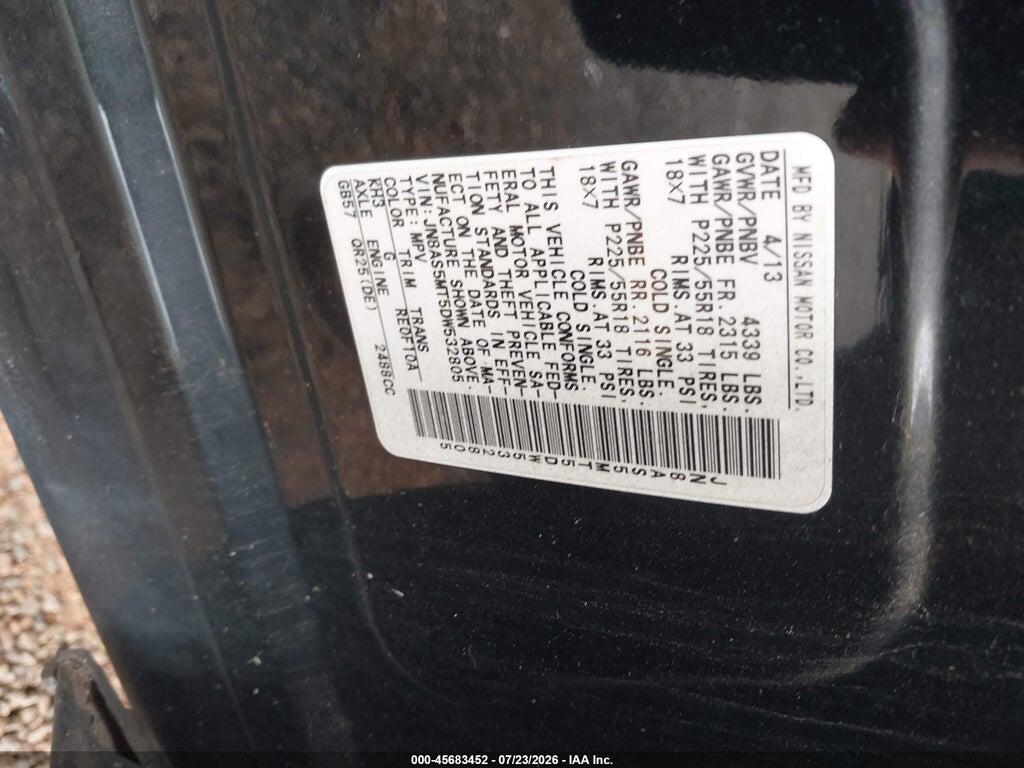 JN8AS5MT5DW532805 2013 NISSAN ROGUE photo no. 9