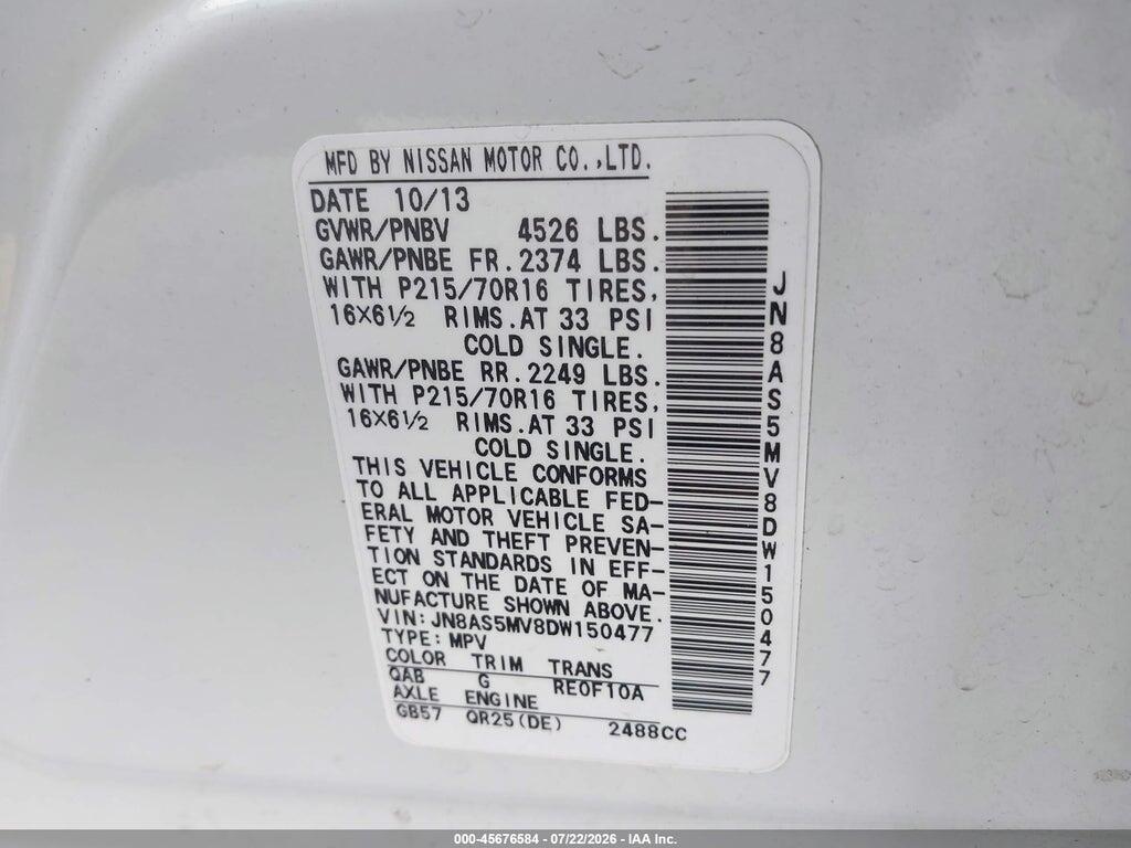 JN8AS5MV8DW150477 2013 NISSAN ROGUE photo no. 9