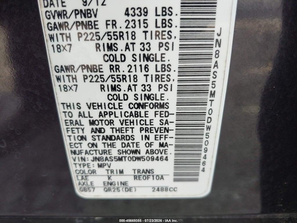 JN8AS5MT0DW509464 2013 NISSAN ROGUE photo no. 9