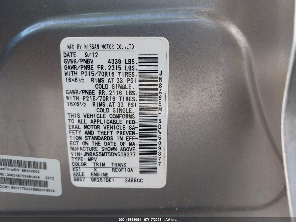 JN8AS5MT5DW509377 2013 NISSAN ROGUE photo no. 9